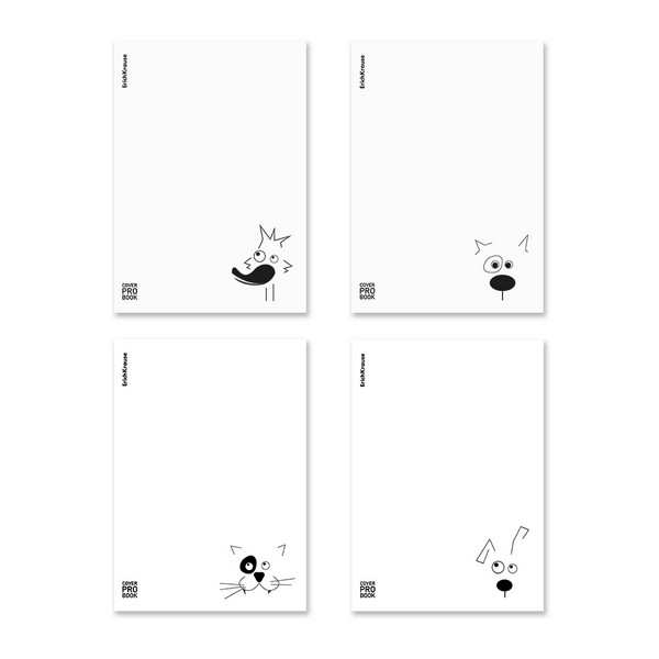 Тетрадь общая ученическая с пластиковой обложкой на скобе ErichKrause Character, белый, B5, 60 листов, клетка_MIX-PACK 63413