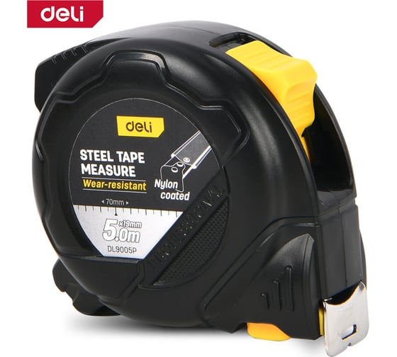 Рулетка Deli DL9005P 5м*19мм, метрическая, с двойным фиксатором 178664