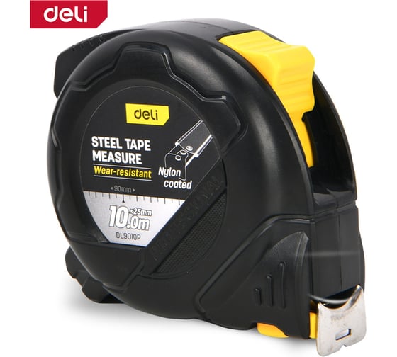 Рулетка Deli DL9010P 10м*25мм, метрическая, с двойным фиксатором 178666