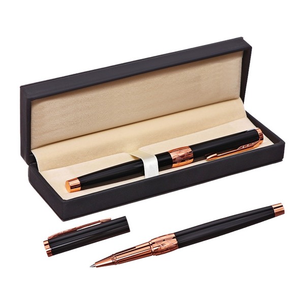 Ручка подарочная роллер в кожзам футляре Грант корпус черный/бронза   10562189 10562189   