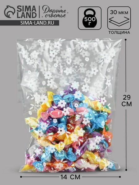 Пакет подарочный пропиленовый «Цветочки», 14 х 29 см 10928042 10928042