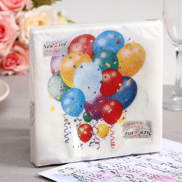 Салфетки бумажные New Line FRESCO Праздничные шары, 2-слоя 20 листов 33*33 6073855 6073855    