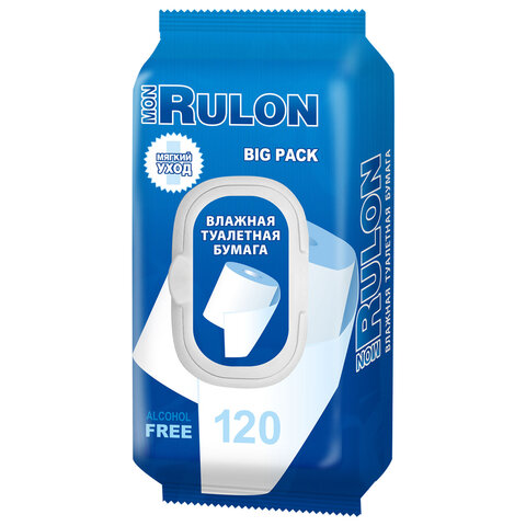 Бумага туалетная влажная смываемая 120 шт., MON RULON 118752 