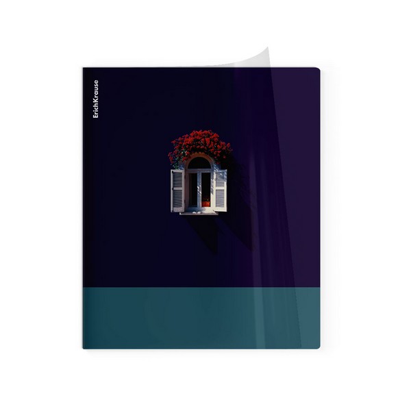 Тетрадь 48л. кл., с пластиковой обложкой на скобе ErichKrause CoverPrо® текстура апельсин, Окно в цветах 048055254-65788