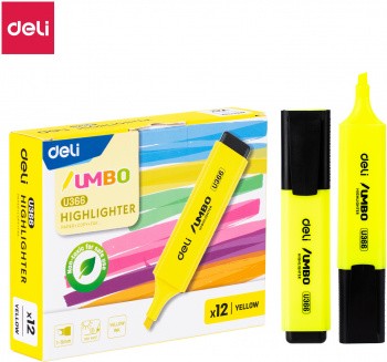 Текстовыделитель Deli Jumbo скошенный пиш. наконечник 1-5мм желтый EU366-YL