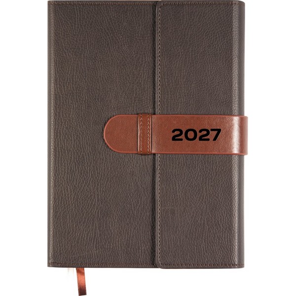 Ежедневник датированный 2027 "deVENTE. Tudor" A5 (145 ммx205 мм) 336 стр, кремовая бумага 70 г/м? в линейку, печать в 2 краски, твердая обложка из искусственной кожи с поролоном, створка с карманами для визиток, отстрочка, термо тиснение, перфорация, закругленные уголки, 2 ляссе, в подарочной коробк