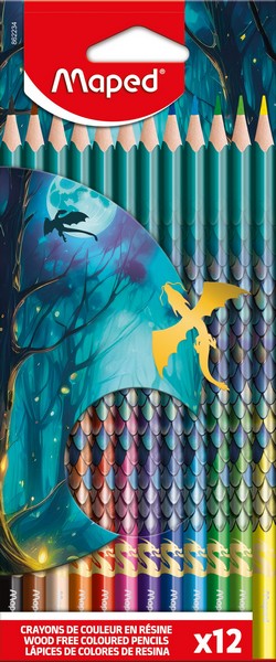 Карандаши 12цв., "DRAGON"  декорированные, пластиковые треугольные, в картонной коробке с подвесом 862234