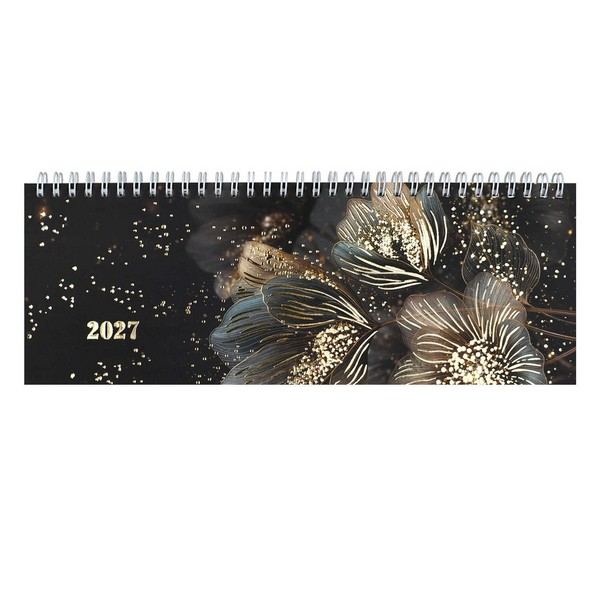 Планинг датированный 2027г. ИЗУМРУДНЫЕ ЦВЕТЫ 290х100 мм, 64 л., гребень по длинной стороне, полноцветная печать, тиснение цветной фольгой, матовая ламинация. Блок - белый офсет, 65 г/м?, печать в одну краску 74584
