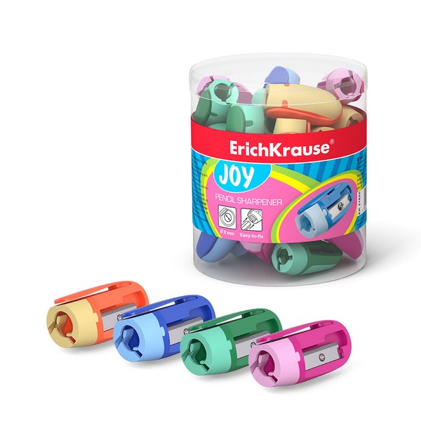 Точилка пластиковая Erich Krause "Joy" с оригинальным клипом, ассорти  EK12825