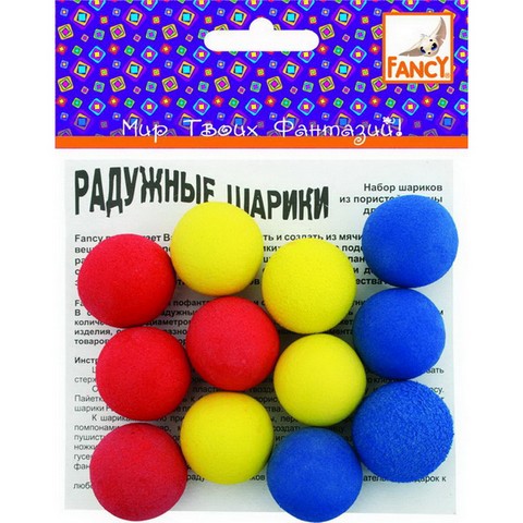 Набор шариков из пористой резины "Радужные шарики", d=25мм, 12шт. серия "Fancy", Action FD020034