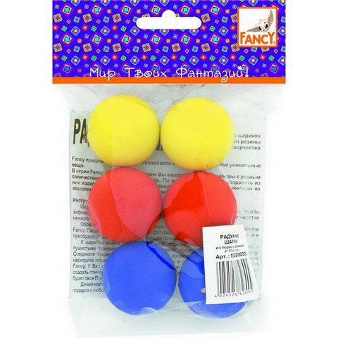 Набор шариков из пористой резины "Радужные шарики", d=40мм, 6шт. серия "Fancy", Action FD020035