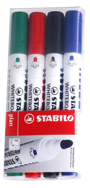 Набор маркеров для письма по доске Stabilo 641 4 цвета с круглым острием 641/4