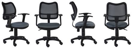 Кресло для руководителя с подлокотниками (спинка черная сетка, сиденье серое 26-25) CH-797AXSN/26-25