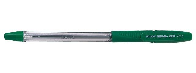 Ручка шар. PILOT зеленая с масл.чернилами, 0.7мм,корпус прозрачный, резиновый грип BPS-GP-F-G
