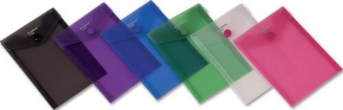 Папка-конверт пластиковая 0.18мм, на кнопке фА6, синий, Comix А1856