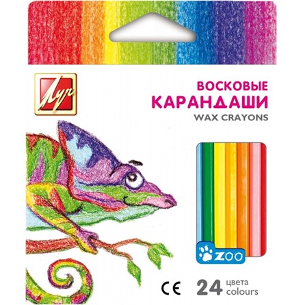 Мелки восковые 24цв. " ZOO ", шестигран., в картонной коробке, Луч 12С 866-08