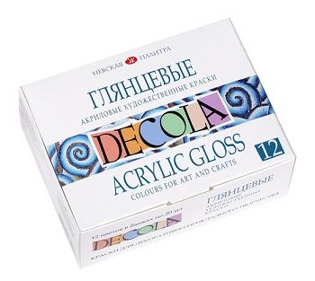Краски акриловые глянцевые 12цв по 20мл., "Декола", ЗХК  2941116