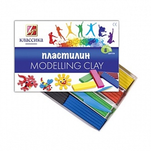 Пластилин 8цв. "Классика", в картонной коробке со стеком, Луч 12С 867-08