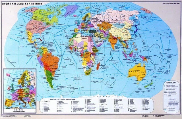 Мат настольный для письма 590*380 мм "Карта мира", ДПС 2129.М