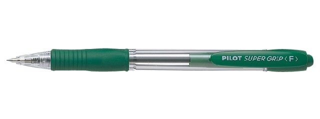Ручка автоматич. PILOT "SUPER GRIP" 0.7мм зеленая прозрачн. корпус с резиновым грипом BPGP-10R-F-G