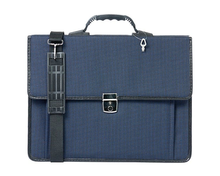 Портфель с 2 отделениями "Сосново", ткань, 290*370мм., карман, металлический замок с ключом, синий  Канцбург 1С21