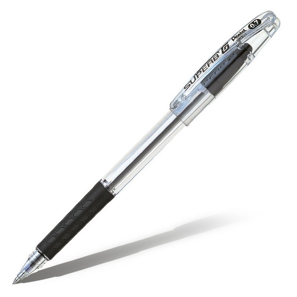 Ручка шар. "Superb G", черная 0,7мм, прозрачный корпус с резиновым грипом, чернила на масляной основе, Pentel BK401-А