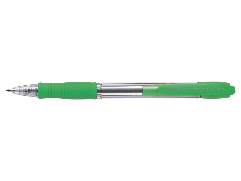 Ручка шар. автоматич. PILOT "SUPER GRIP" 0.7мм синяя салатовый прозрачный корпус с резиновым грипом BPGP-10R-F-SG