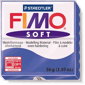 Пластика Fimo soft, блестящий синий брус 56гр. 8020-33