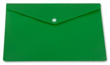 Папка-конверт пластиковая 0.18мм, на кнопке фА4, непрозрачный глянцевый зеленый, Бюрократ (10/160) PK803ANgrn