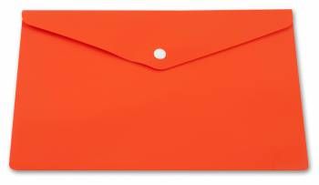Папка-конверт пластиковая 0.18мм, на кнопке фА4, непрозрачный глянцевый оранжевый, Бюрократ (10/160) PK803ANor