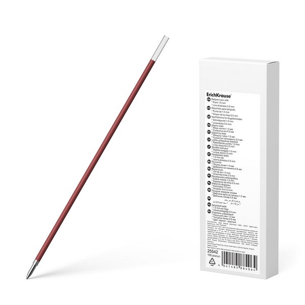 Стержень д/шар.ручки 140мм, 1 мм., для ручек R-301 Stick, красный, ErichKrause 25542