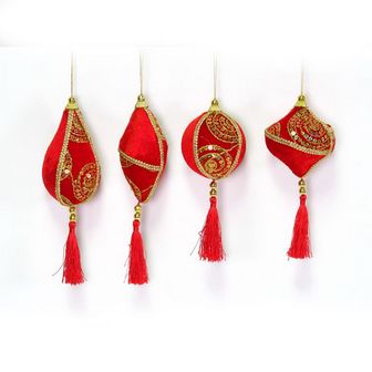 Новогоднее декоративное украшение "Подвеска" 1 шт. 25см., 4 вида, красное N069623/КР