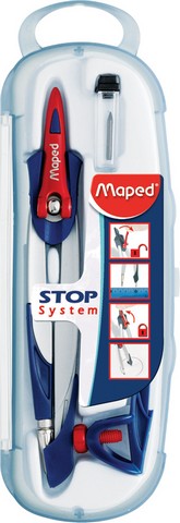 Готовальня чертежная "STOP System" 3 пр. в пластиковом пенале, ассорти, (10/120) Maped 196100 7