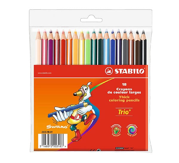 Карандаши 18цв., Stabilo TRIO в пластиковой упаковке 203/18-03