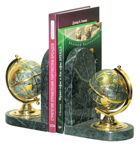 Подпорки для книг "Два глобуса", зеленый мрамор, Fair Wind 11235