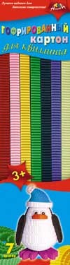 Набор цветного гофрокартона для квиллинга 7цв. 300*10мм "Пингвины" в папке, КТС-Про С1912-01