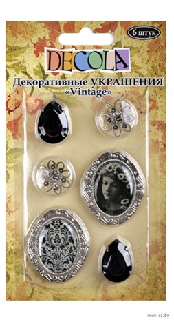 Украшения декоративные для скрапбукинга "Vintage", 6  шт, "Декола" 5349,5344