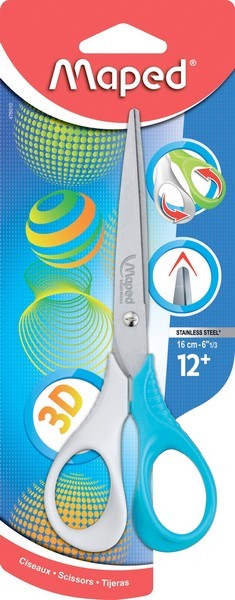 Ножницы 160мм Maped Shape, симметричные, 3D эргономические ручки, ассорти (12/144) 476010