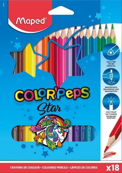 Карандаши 18цв., "Color Peps", треугольные, MAPED (12/108) 183218