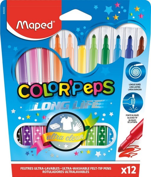 Фломастеры 12цв. Color Peps, треугольный корпус, в карт. коробке, Maped (12/96) 845020