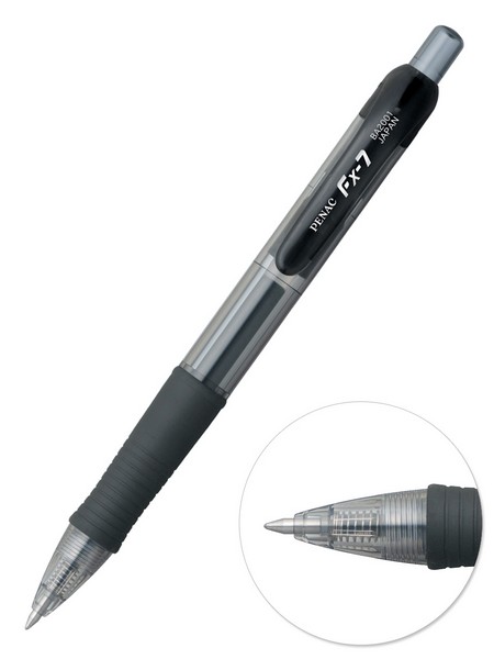 Ручка гел. автоматич. PENAC FX-7 Gel черная 0,7мм прозрачный корпус с резиновым грипом BA2001-06