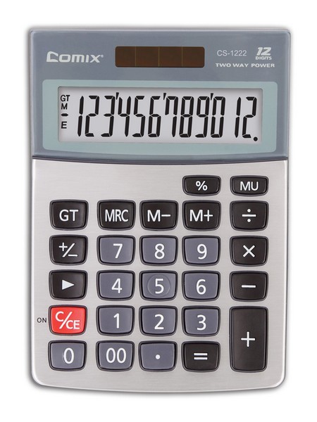 Калькулятор Comix 12-разр. настольный черный 146*103*27мм., с двойной системой питания CS-1222