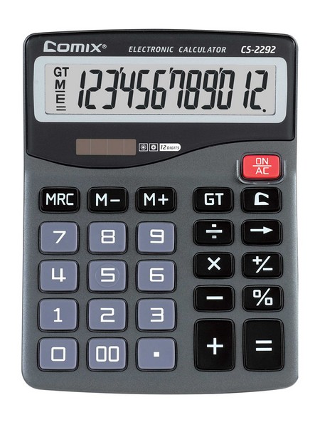 Калькулятор Comix 12-разр. настольный черный 158*120*35мм., с двойной системой питания CS-2292