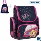 Рюкзак школьный "ELLA"+мешок для сменной обуви, с ортопедической спинкой, индиго, h=36см 1074-MM-502