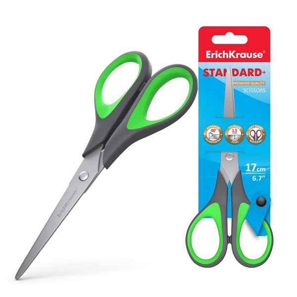Ножницы 170мм ErichKrause EasyCut+, цвет ручек ассорти (12/240) 35099
