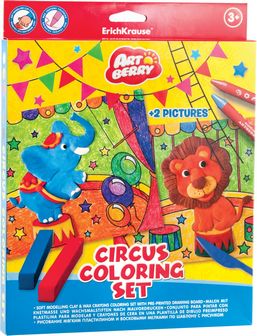 Пластилин ARTBERRY "Circus Coloring Set ", 6цв, 2 раскраски, восковые мелки 8цв. 36968