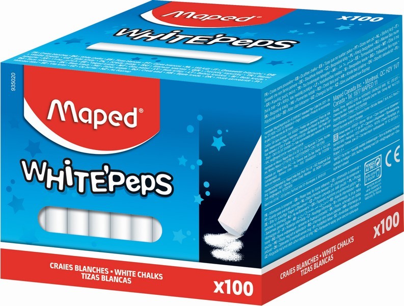 Мелки белые штучные, круглый, Maped 935020