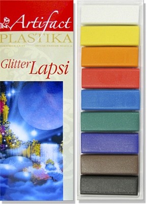 Пластика 9 цв.  с блестками "LAPSI GLITTER" 180гр. 7109-78