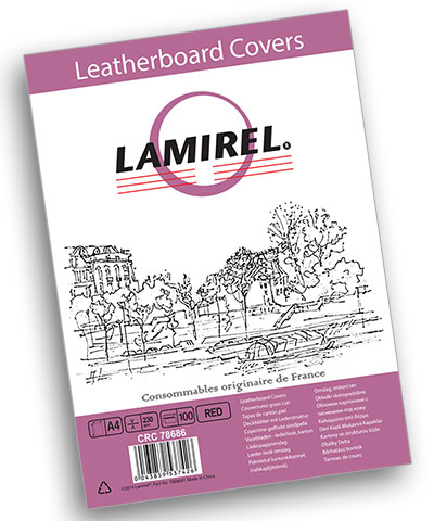 Обложка для переплета Lamirel Delta фА4,картонные, с тиснением по кожу, цвет:красный, 230 г/м2, 100 шт. LA-78686