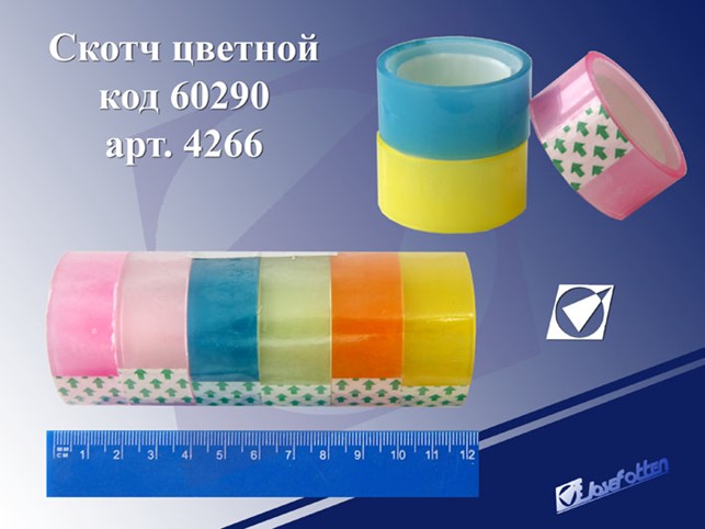 Скотч канцелярский цветной прозрачный 1,8см*7м, Josef Otten 4266